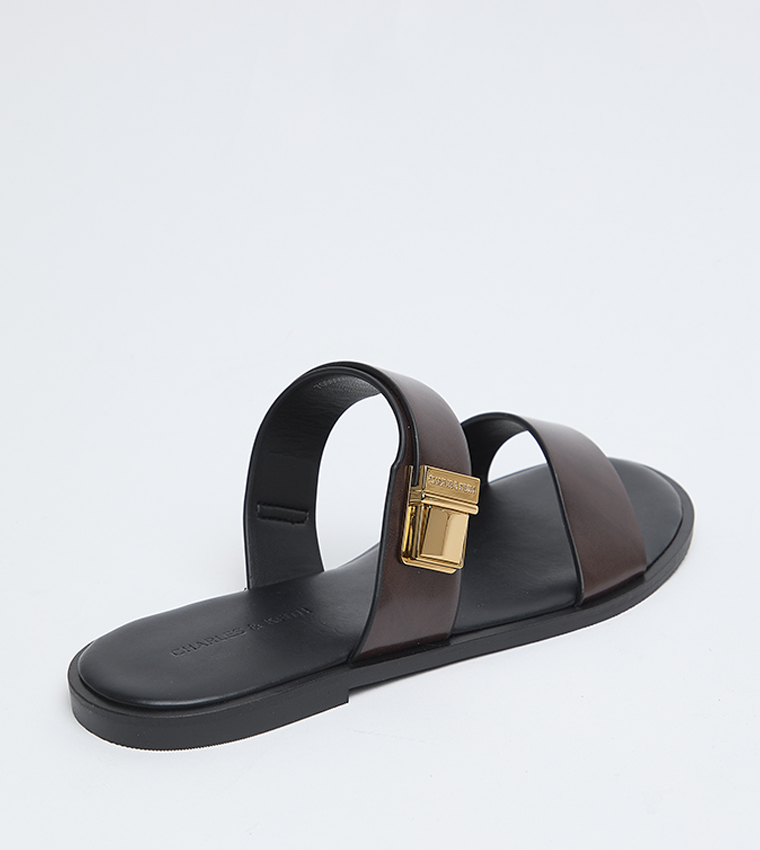 Charles & Keith  Flat Sandals - Dark Brown Flat Sandals