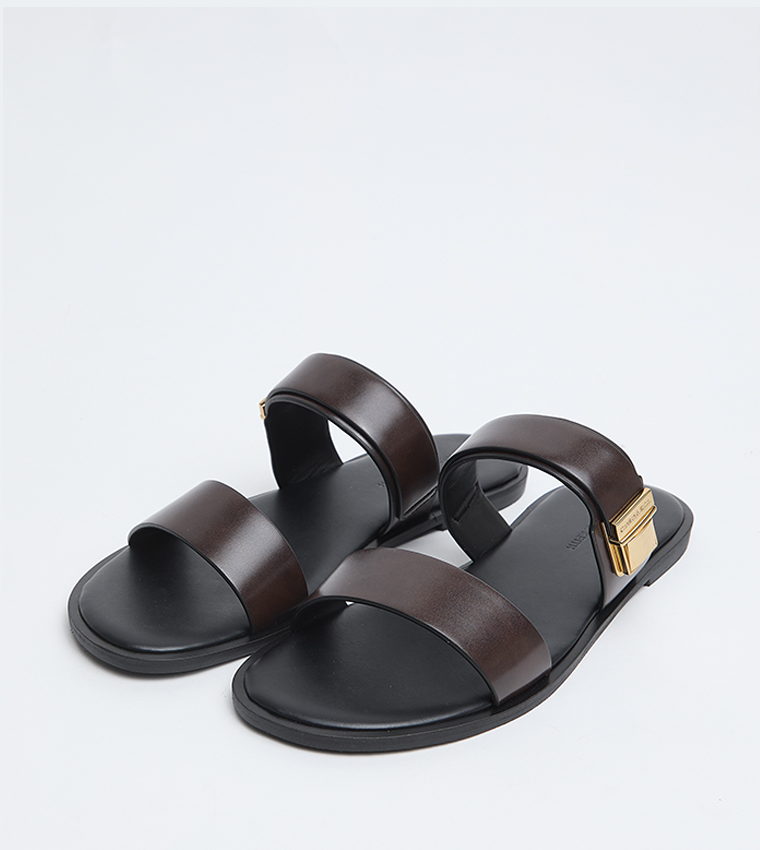 Charles & Keith  Flat Sandals - Dark Brown Flat Sandals
