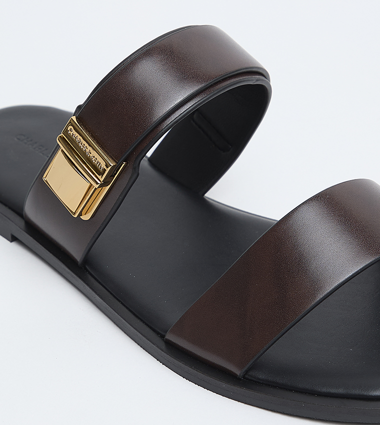 Charles & Keith  Flat Sandals - Dark Brown Flat Sandals