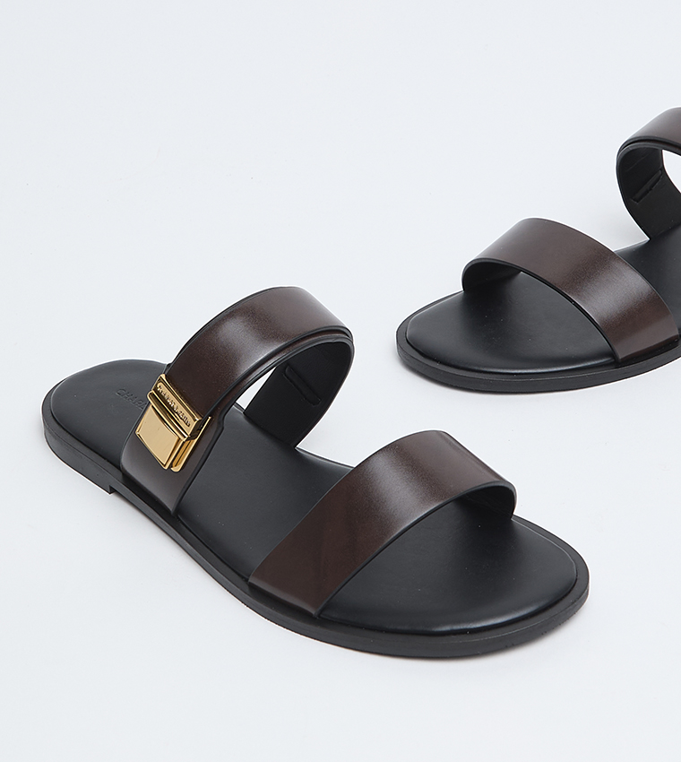 Charles & Keith  Flat Sandals - Dark Brown Flat Sandals