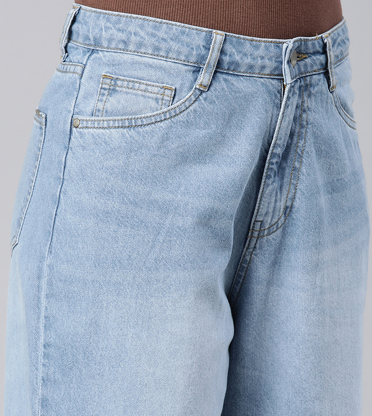 Go Colors  Wide Leg Jeans - Blue Wide Leg Jeans