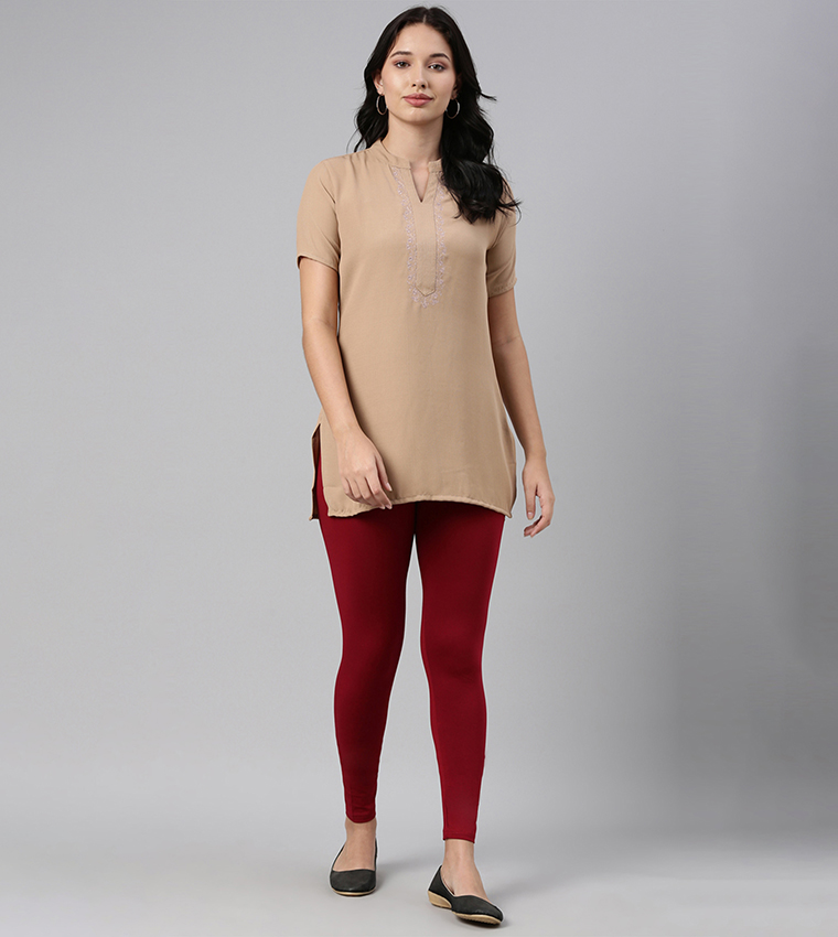 Solid Ankle Length Leggings