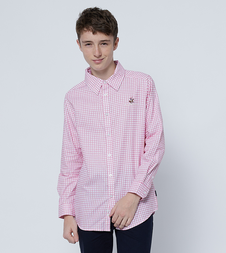 Logo Embroidered Checked Shirt