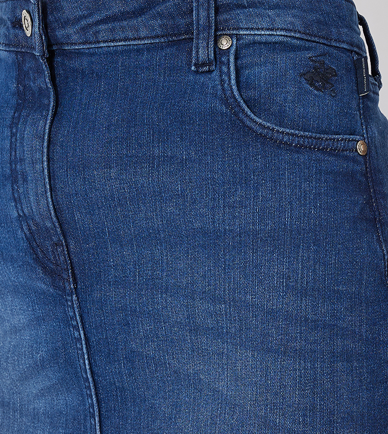Button Front Mini Denim Skirt
