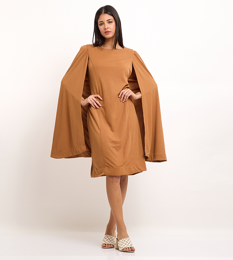 Buy Beverly Hills Polo Club Solid Cosmopolitan Cape Dress In Brown |  6thstreet Oman