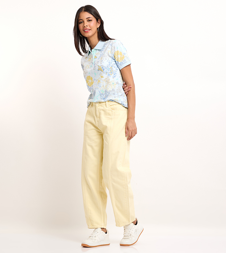 Washed High Waist Straight Fit Jeans