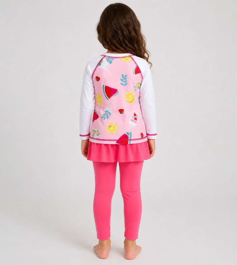Fruits Printed Long Sleeves Swim Set