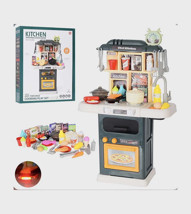 Kitchen Role-Play Set with Spraying & Run Water Function Plus- 64 Pieces