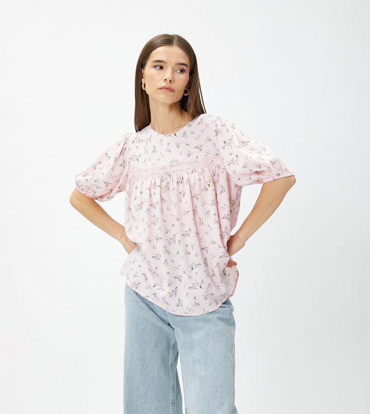 Printed Crew Neck Top