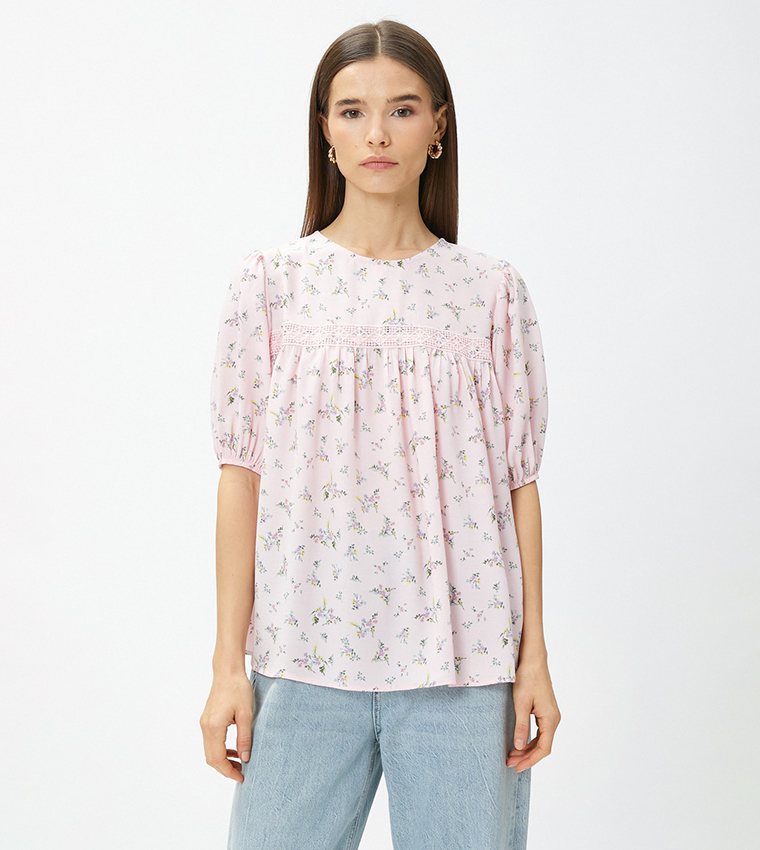 Printed Crew Neck Top