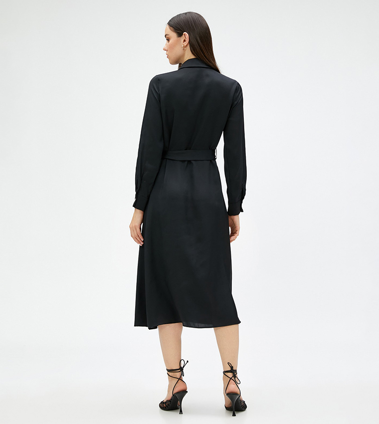 Satin Long Sleeves Shirt Dress