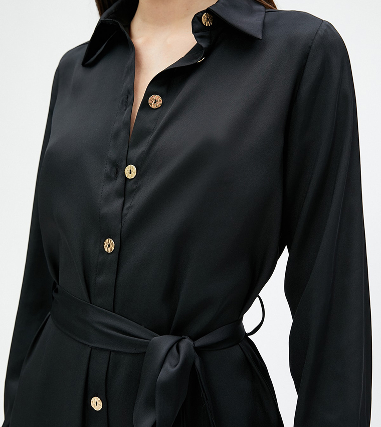 Satin Long Sleeves Shirt Dress