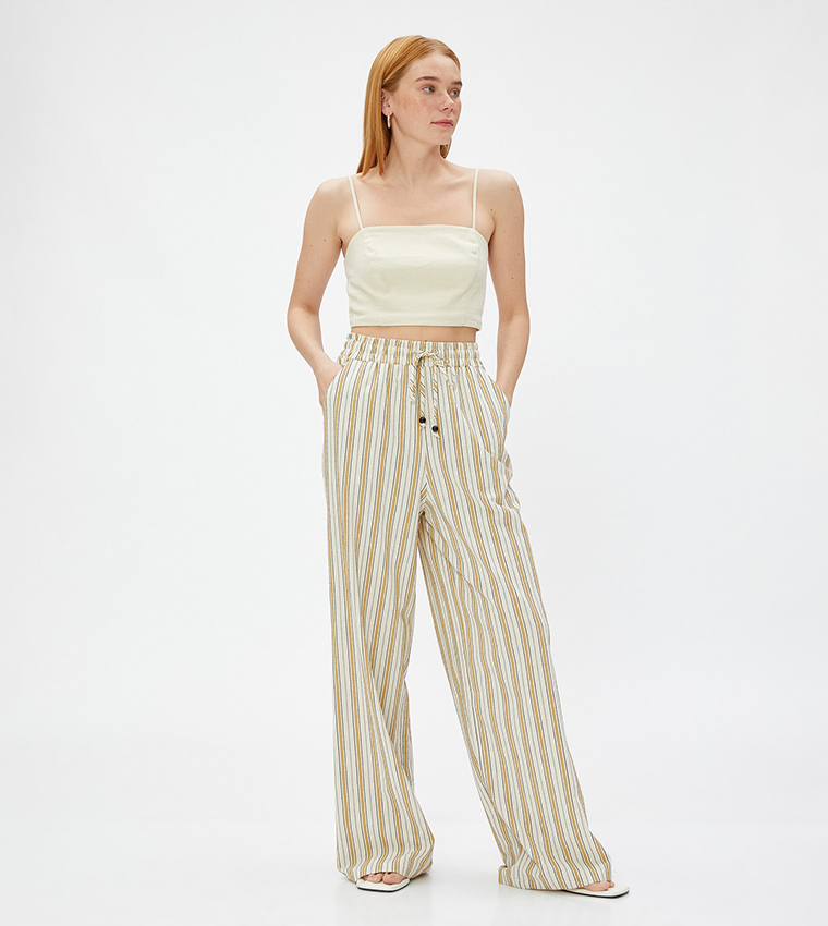 Striped Drawstring Waist Pants