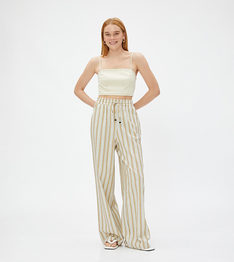 Striped Drawstring Waist Pants