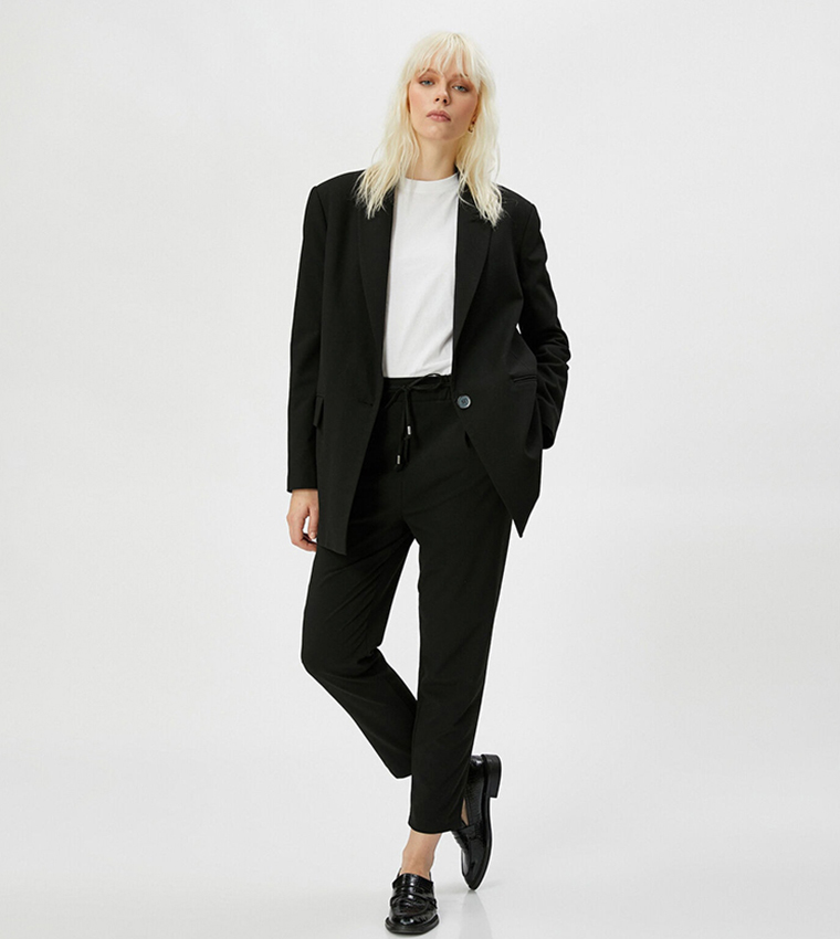 Solid Drawstring Waist Pants