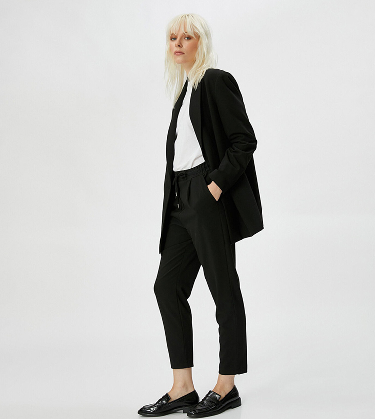 Solid Drawstring Waist Pants