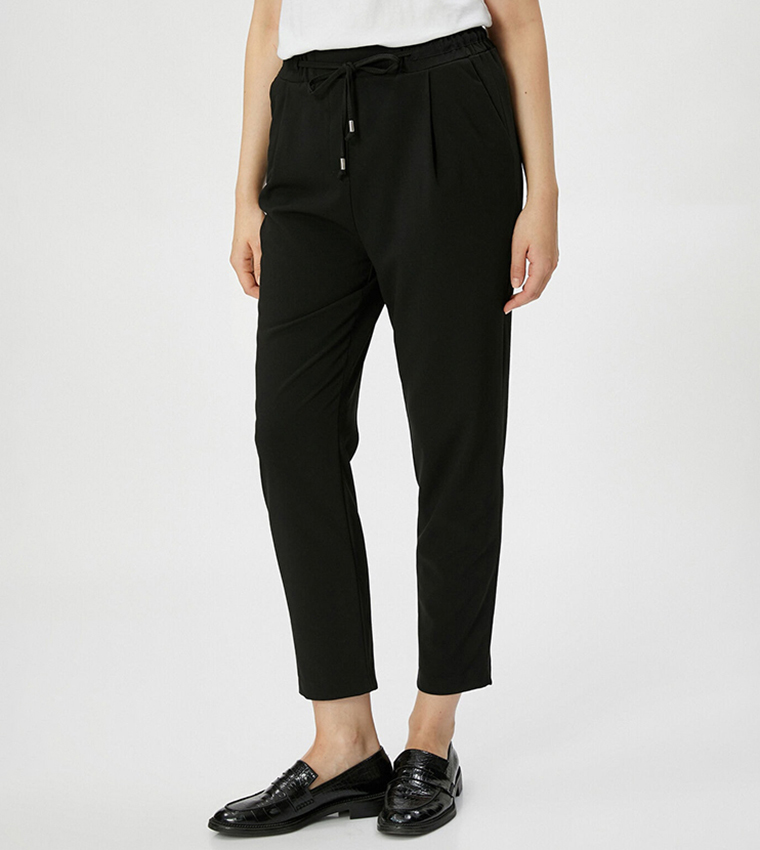 Solid Drawstring Waist Pants