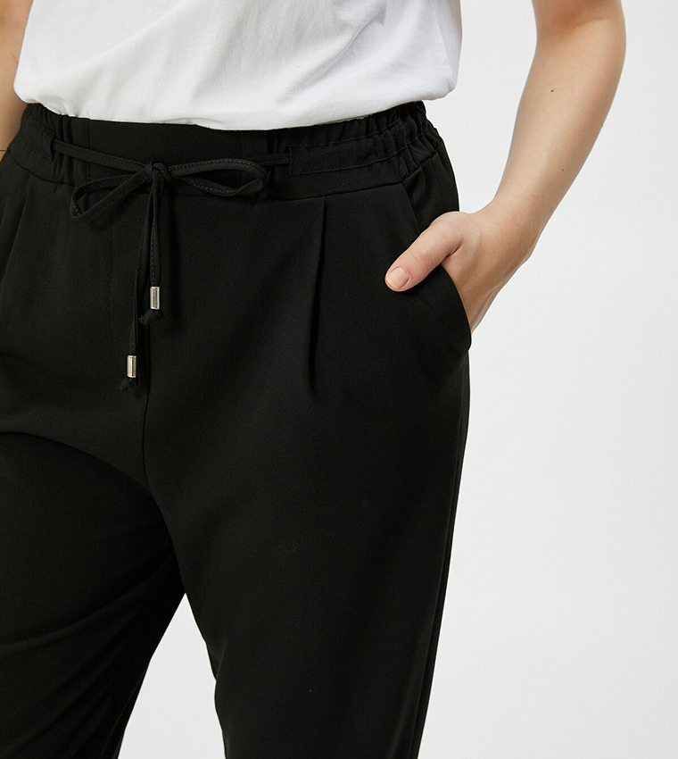 Solid Drawstring Waist Pants