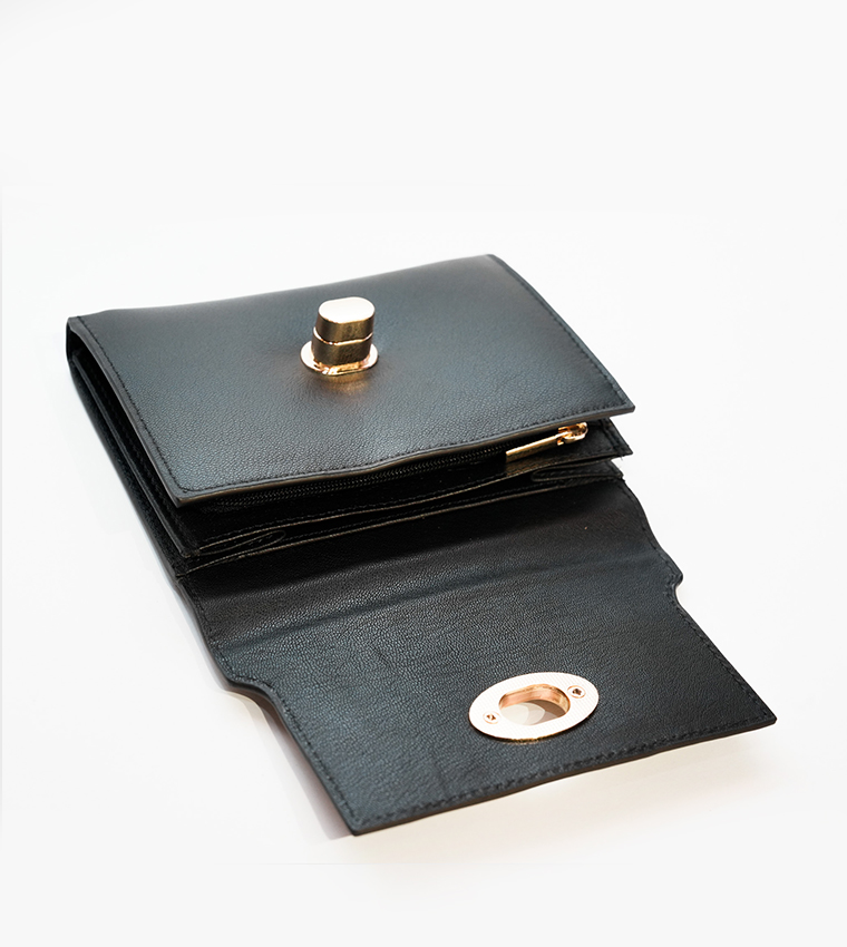 Twist Lock Leather Wallet 
