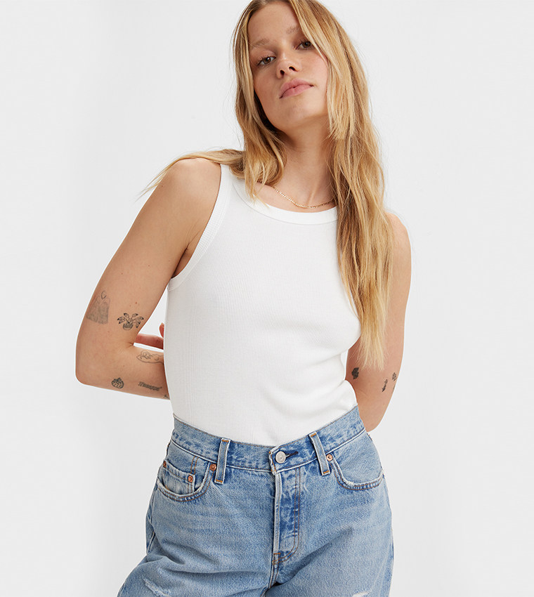 Ribbed Crew Neck Tank Top