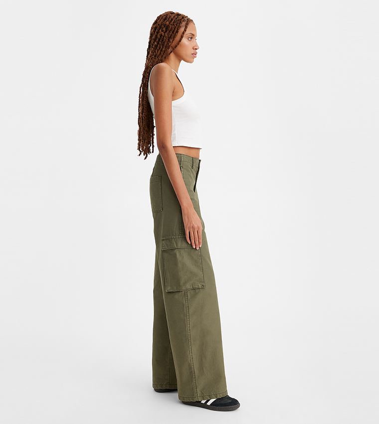 Solid Baggy Cargo Pants