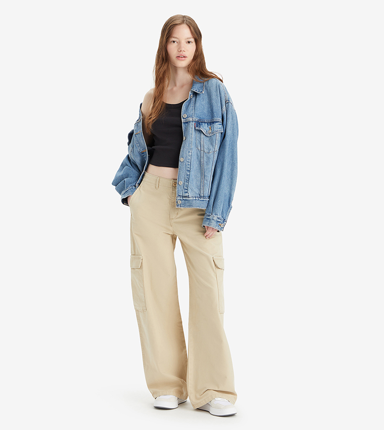 Solid Baggy Cargo Pants