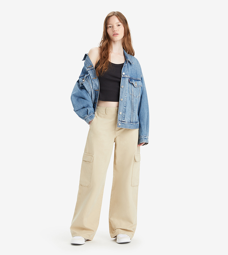 Solid Baggy Cargo Pants
