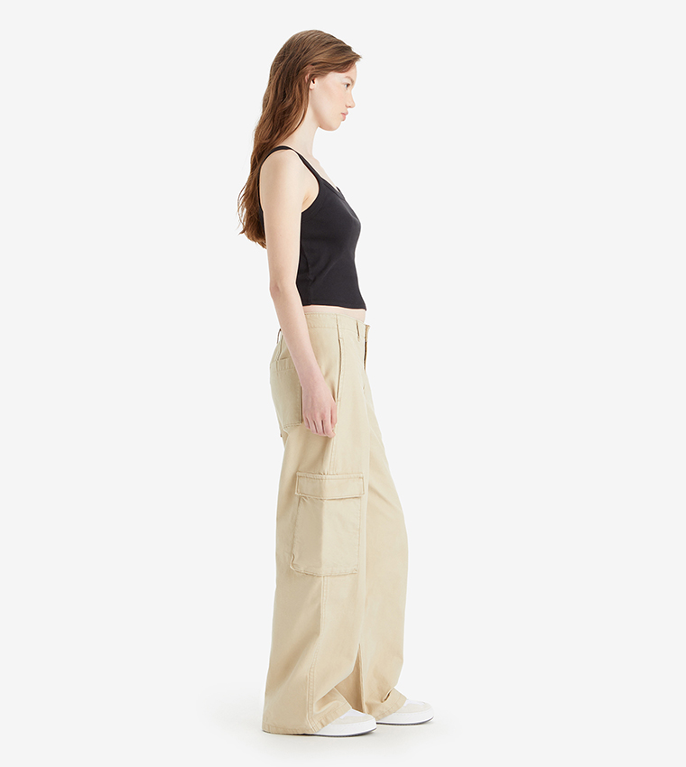 Solid Baggy Cargo Pants