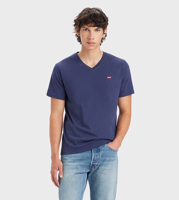 Logo Detail Housemark V-Neck T-Shirt