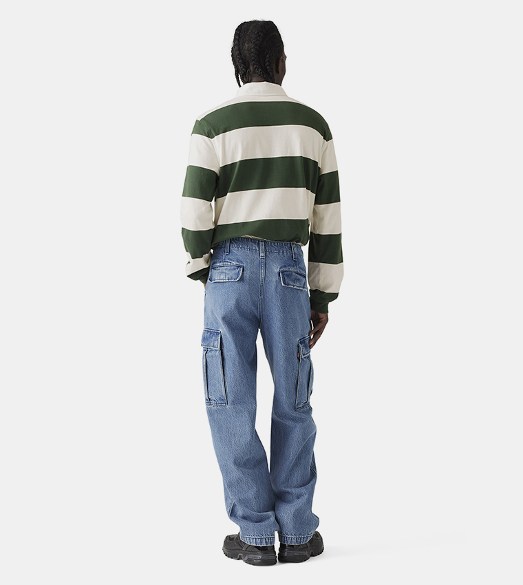 Washed Straight Fit Cargo Jeans