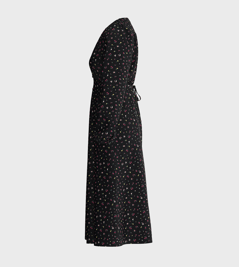 SARINA Printed Long Sleeves Midi Dress