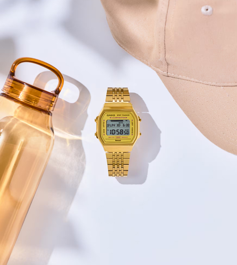 Gold Dial Digital Watch