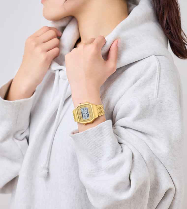 Gold Dial Digital Watch