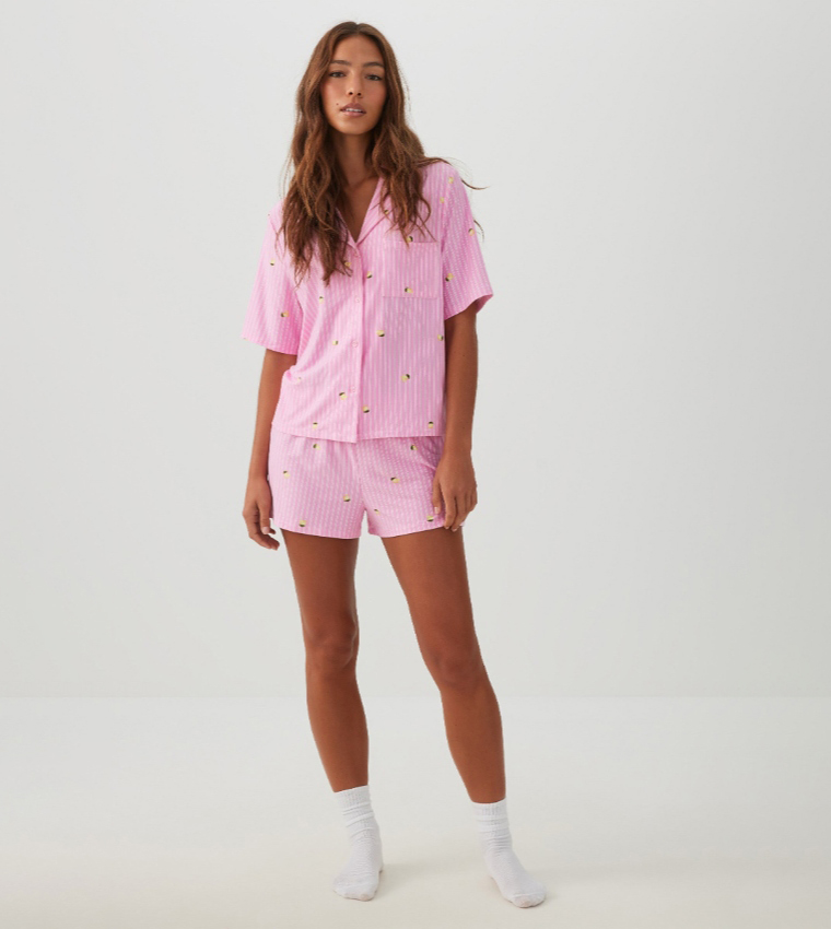 Printed Boxy Fit Shorty Pyjama Set