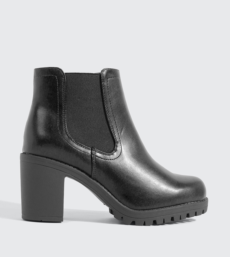 Solid Square Toe Heeled Ankle Boots