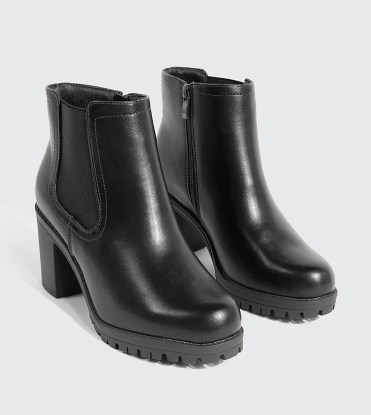 Solid Square Toe Heeled Ankle Boots
