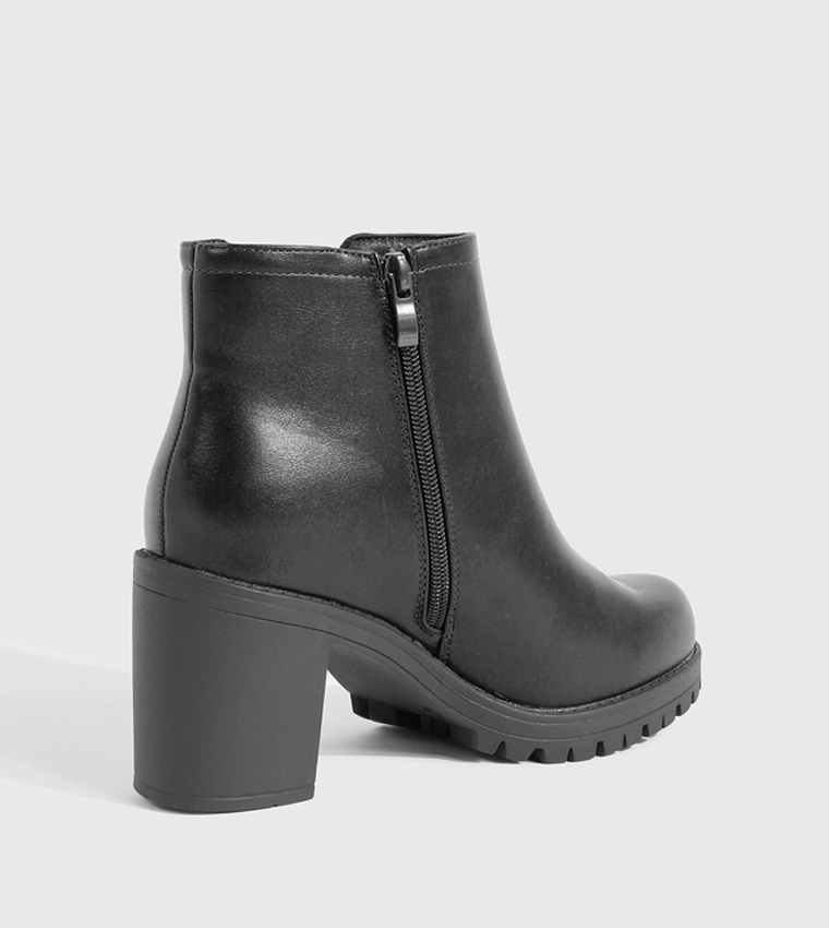 Solid Square Toe Heeled Ankle Boots