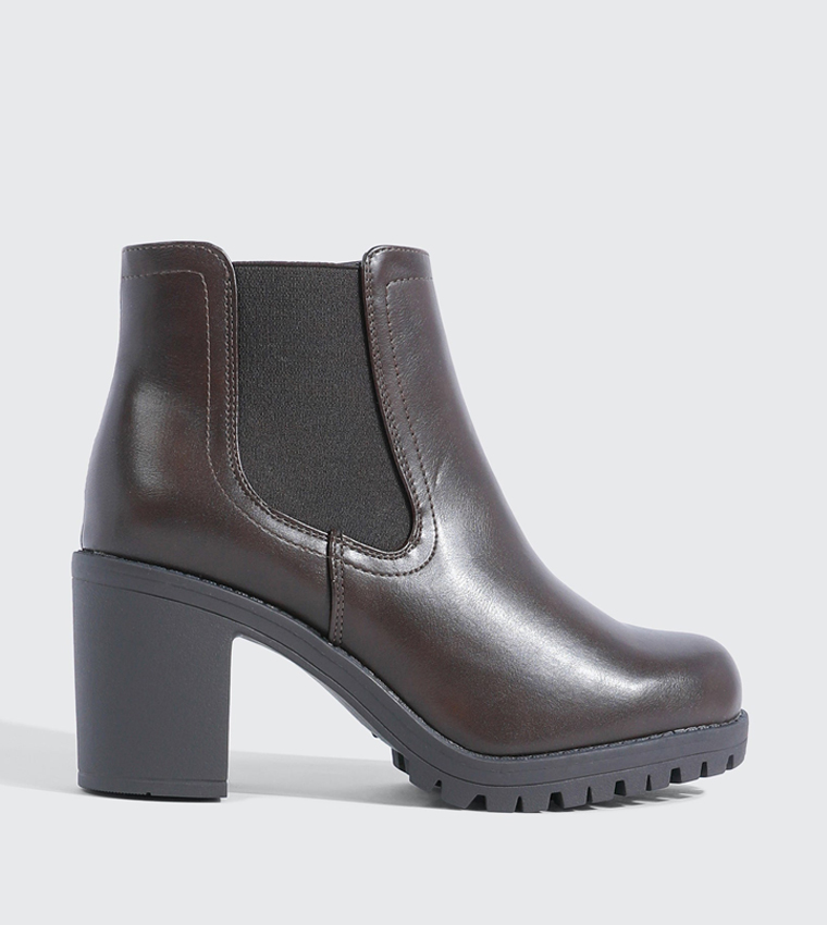 Solid Square Toe Heeled Ankle Boots