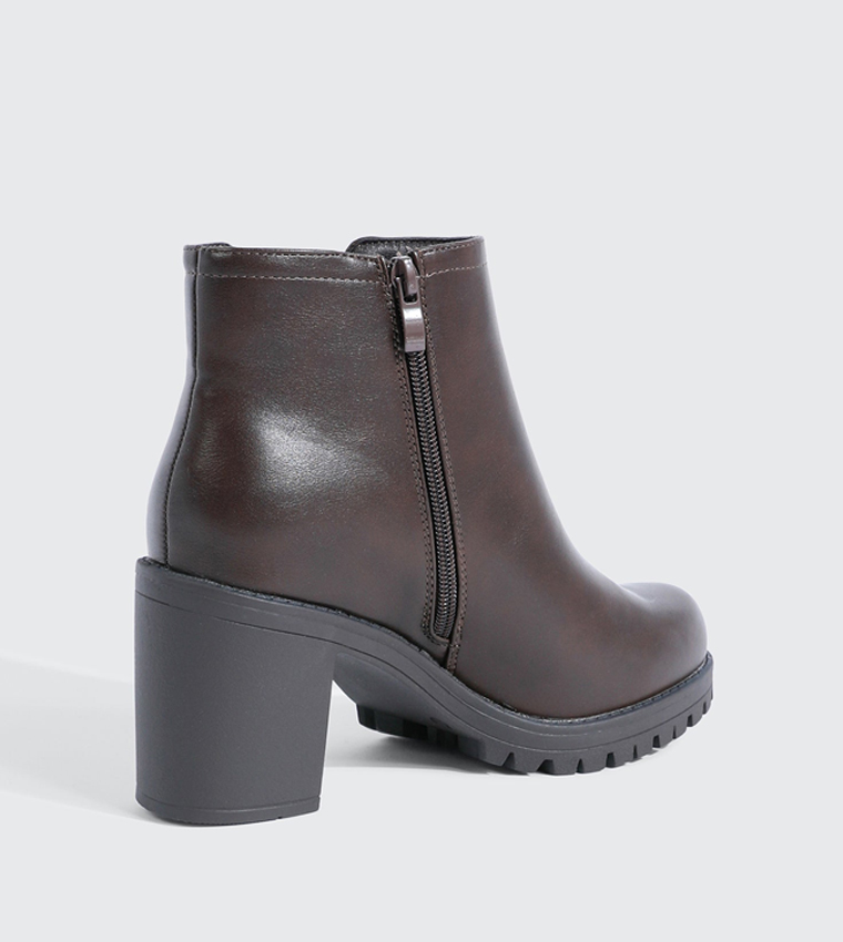 Solid Square Toe Heeled Ankle Boots