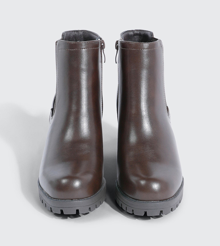Solid Square Toe Heeled Ankle Boots