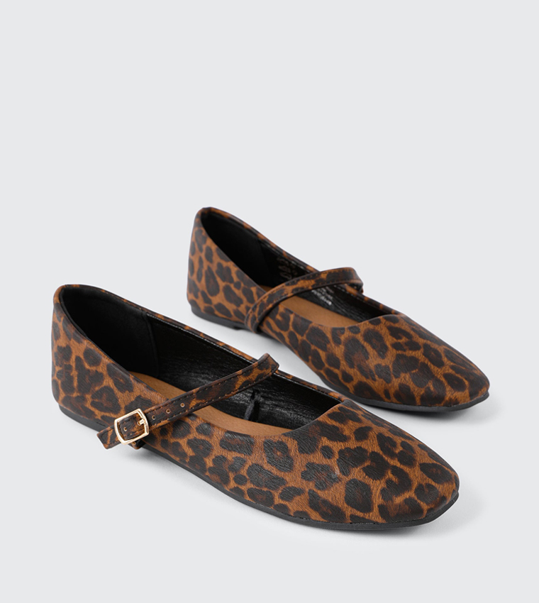 Leopard Print Square Toe Mary Janes