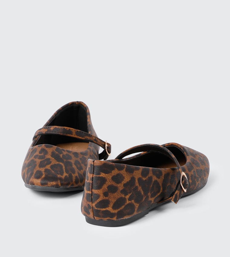 Leopard Print Square Toe Mary Janes
