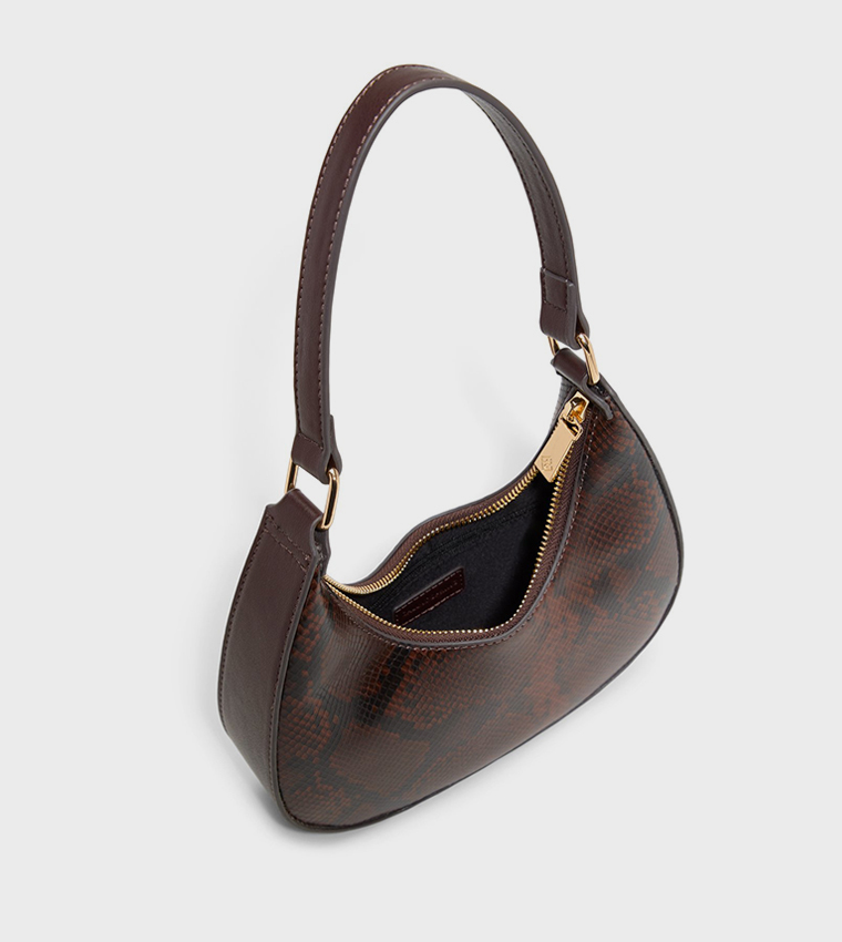 CELESTY Snakeskin Zippered Shoulder Bag