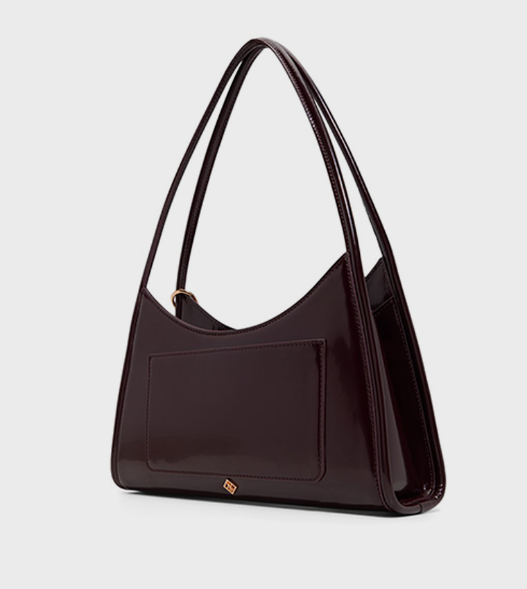 GEANNA Glossy Zippered Shoulder Bag