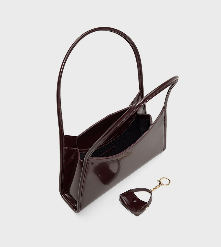 GEANNA Glossy Zippered Shoulder Bag
