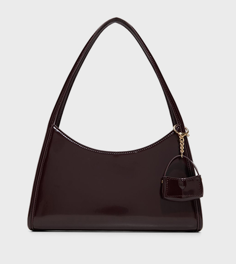 GEANNA Glossy Zippered Shoulder Bag