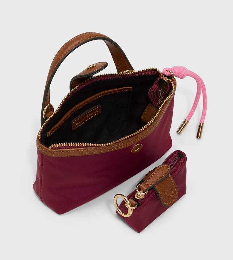 ADINA Contrast Trim Handheld Bag with Purse
