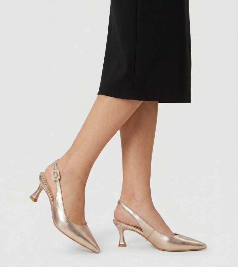 CHANNELING Pointed Toe Slingback Pumps