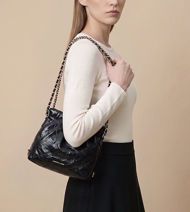 Duo Chain-Handle Two-Way Backpack