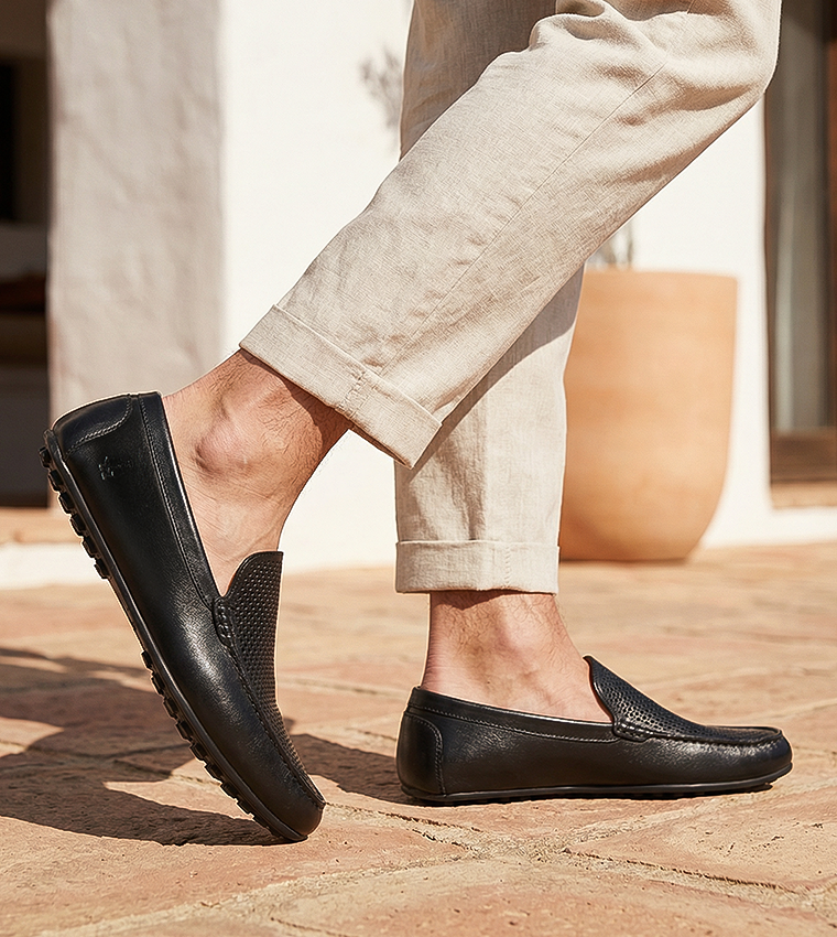 Textured Leather Loafers